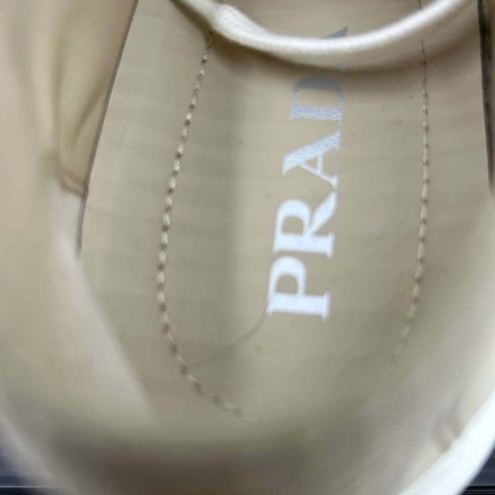 Women's Prada re-wheel gabardine sneaker in Desert beige size 40.5 made in Italy - Picture 10 of 12